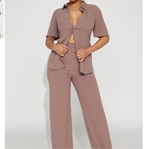 Fashion Nova Brown Wide Leg Jumpsuit